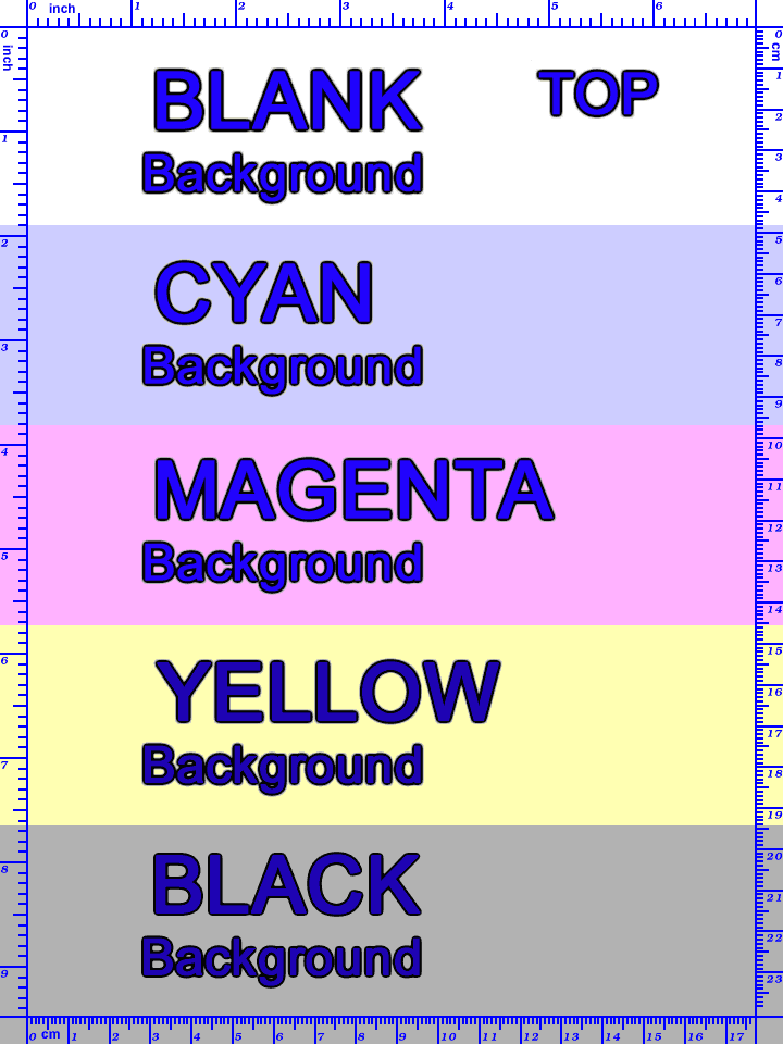 Página de prueba de la impresora CMYK