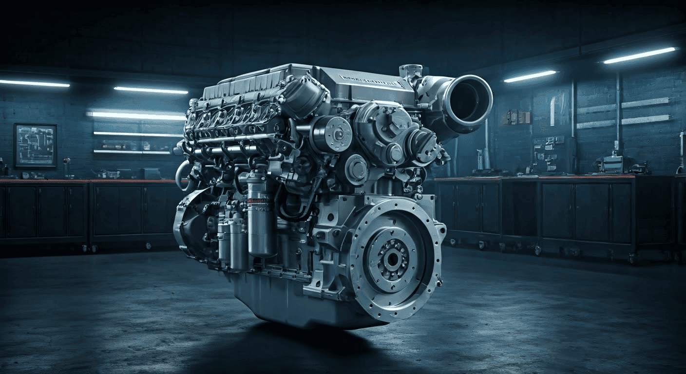 Digital illustration of Cummins ISX engine