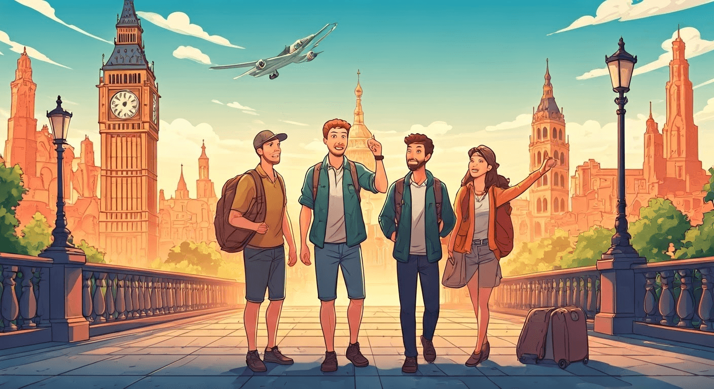 Tourists exploring with a guide