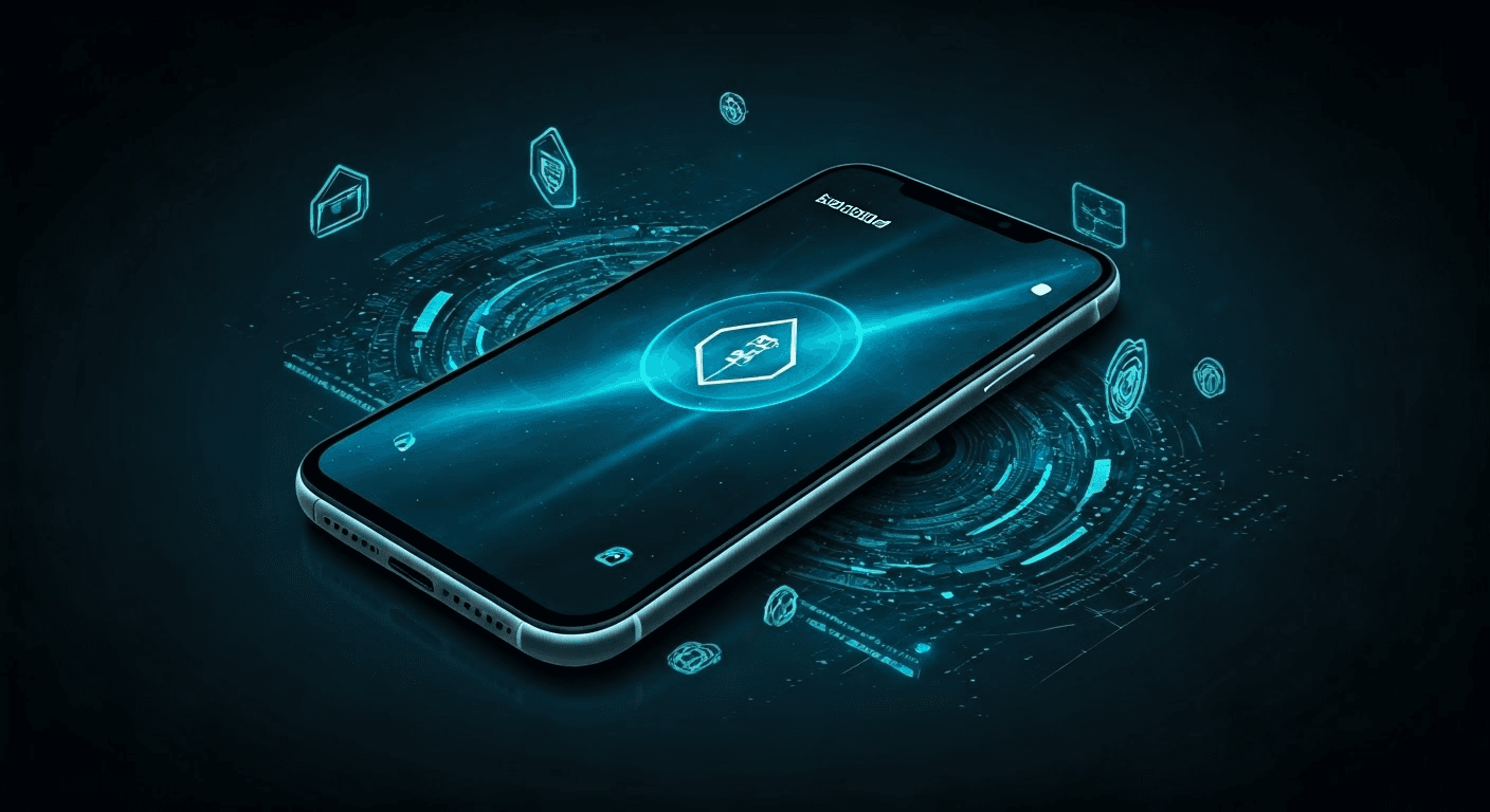 Futuristic smartphone with VPN app