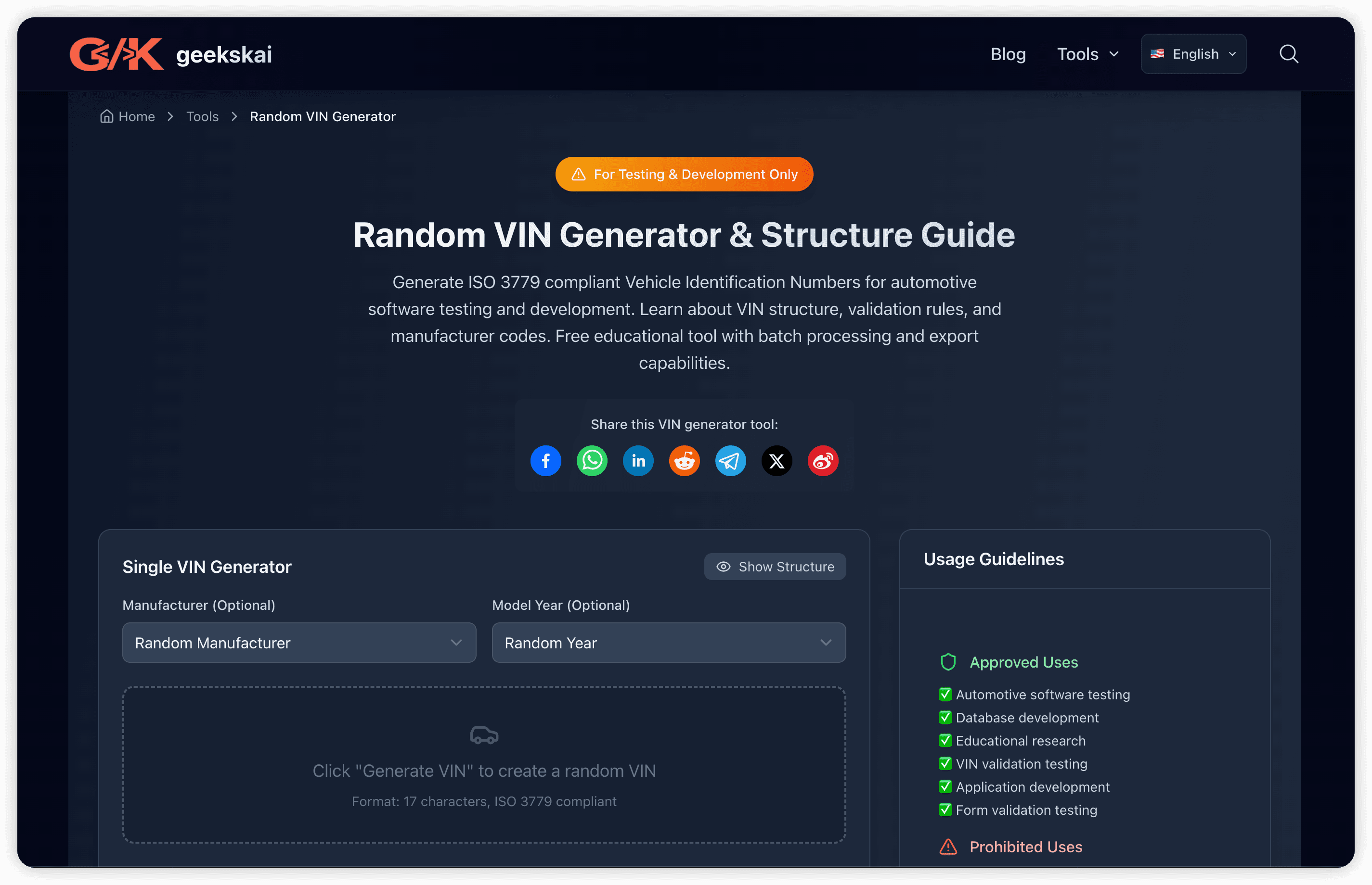 Random VIN Generator by Year and Brand